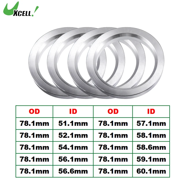 4x Aluminum Hub Centric Spacers Rings 100mm OD to 78.1mm ID (No
