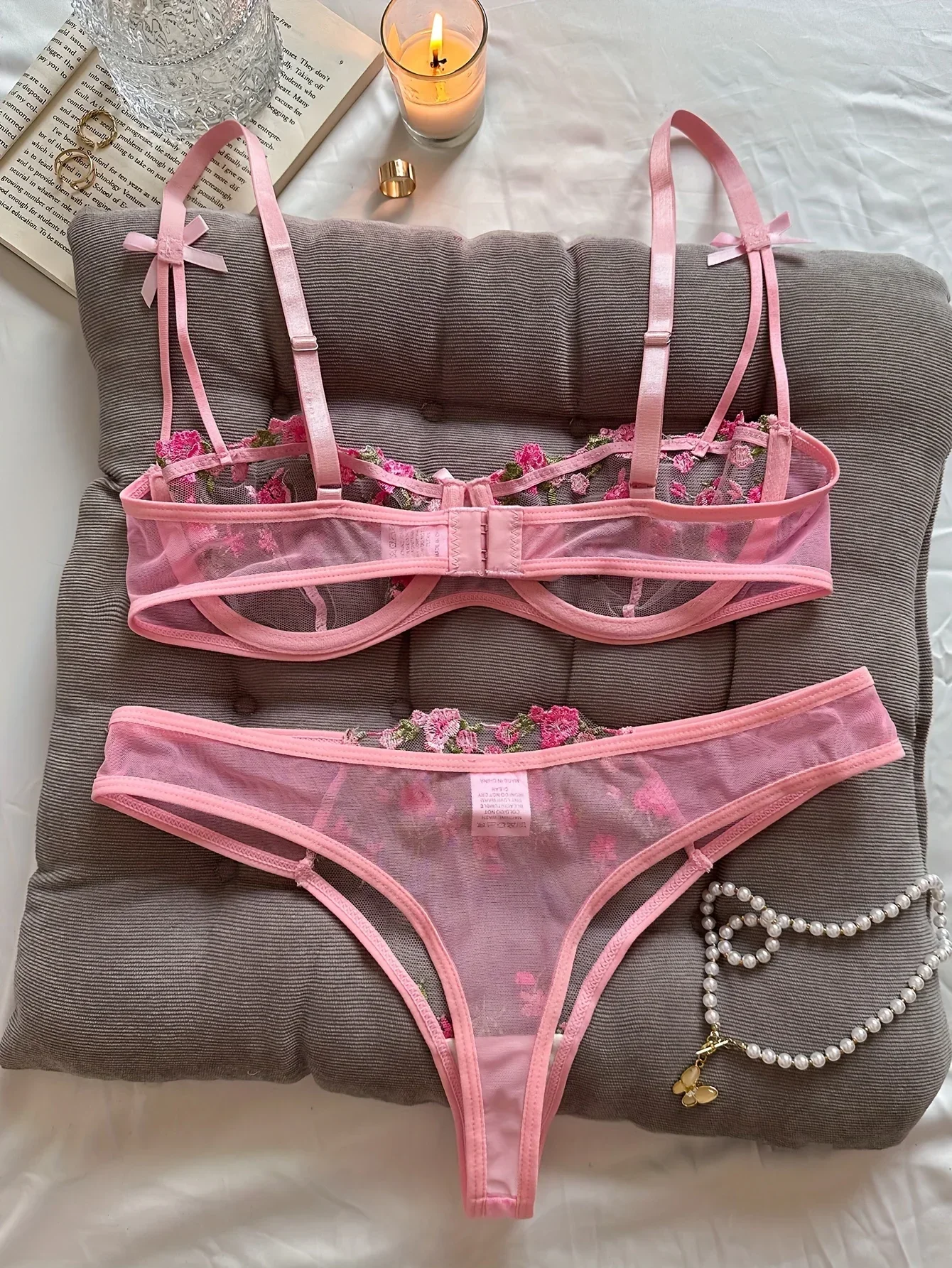 Women Lingerie Set 2 Piece floral Embroidery Sexy Erotic Underwear