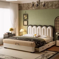 Décoration esthétique pour chambre à coucher, lit double pour adolescentes, lit pour 2 personnes, cadre en cuir Nappa, ensemble complet de meubles pour chambre. 3