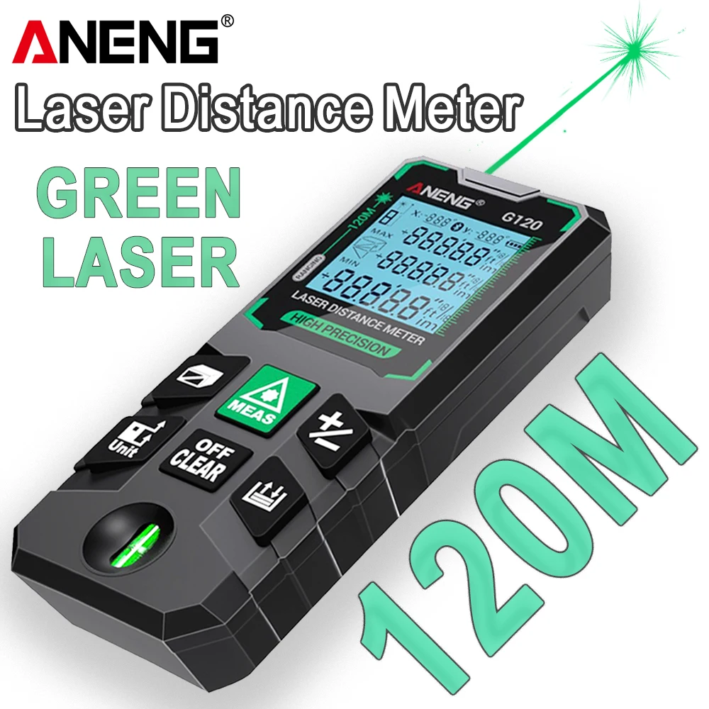 Laser Tape Measure ANENG G120 Laser Distance Meter 40M/70M/100M/120M Rangefinder Electronic Ruler Useful Measurement Tool