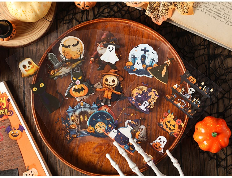 20 Stück Weihnachten Halloween Serie Aufkleber Buch PET gestanzt dekorative handgemachte Scrapbooking Material Tagebuch Album Bastelbedarf – Detail 8