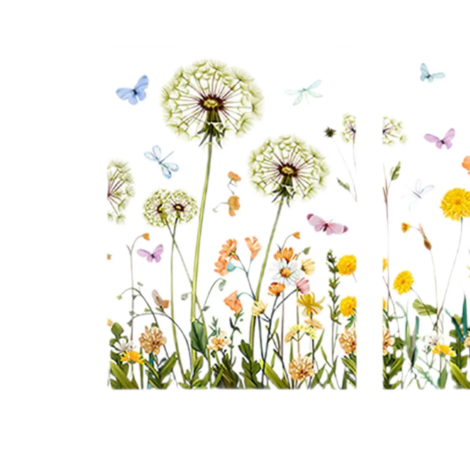 2Pcs Garden Flowers Window Clings Modern Art Decorative Wild Flower Window Decals for Bedroom Living Room Home Spring Decoration