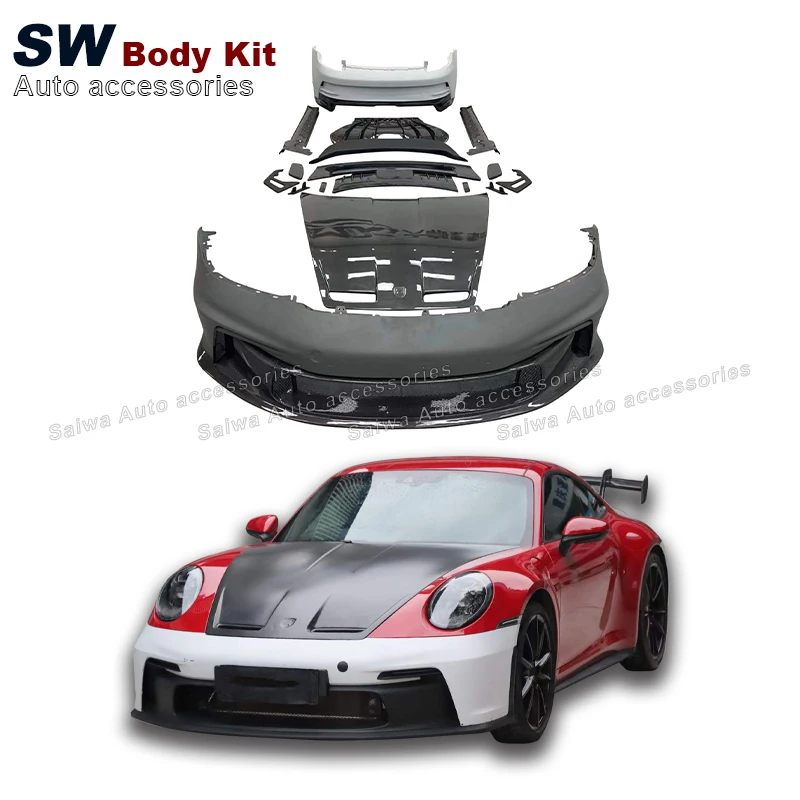 

Часть карбонового волокна GT3 стиль 911 Комплект кузова для Porsche 911 992 обновление бампера модификация автомобильные аксессуары комплект производительности