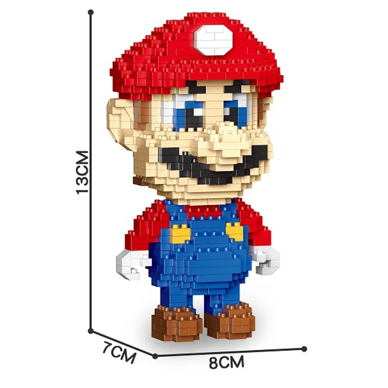 Anime Mario Building Blocks Figures Luigi Yoshi Cartoon Small Particles Assembled Block Model Dolls Toys Children Gifts