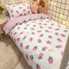Cute Strawberry Bedding Set Pink Duvet Cover Flat Sheet Pillowcase Soft Bed Linens Single Girls Dormitory Bedroom Home Textile 1