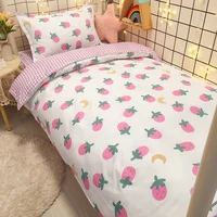 Cute Strawberry Bedding Set Pink Duvet Cover Flat Sheet Pillowcase Soft Bed Linens Single Girls Dormitory Bedroom Home Textile 1