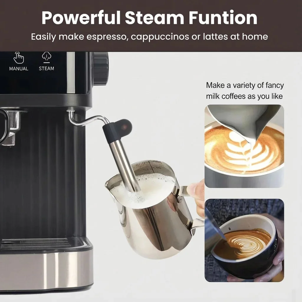 110V 220V 1.8L Espresso Machine Italian Coffee Machine Home Small Semi-Automatic 20Bar Coffee Machine Milk Foam 4