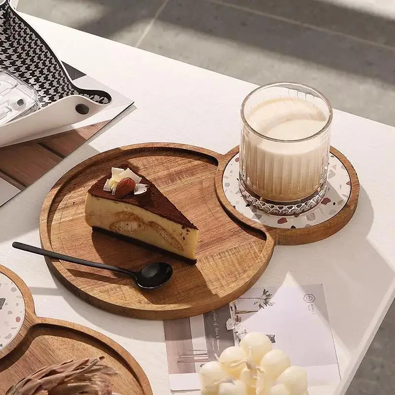 

Vintage Wood Tray Decorative Dinner Plate Creative Tableware Japanese Afternoon Tea Snack Bread Snack Serving Plate Home Decor