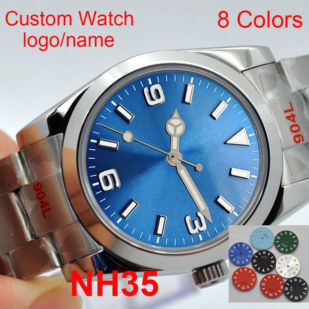 Custom Watch Logo/Name 36mm/39mm Polished Automatic Men Watch NH35A MIYOTA 8215 Movement