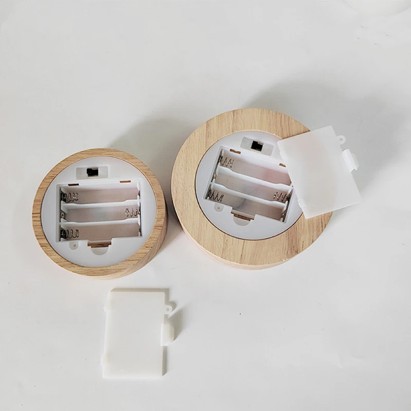 Touch Color Lights Led Lamp Base 8cm 10cm Round Wooden Display Holder with Led Lights for Crystal Glass Resin Balls led lights lamp holder lamp bulb holder lamp base led lamp base