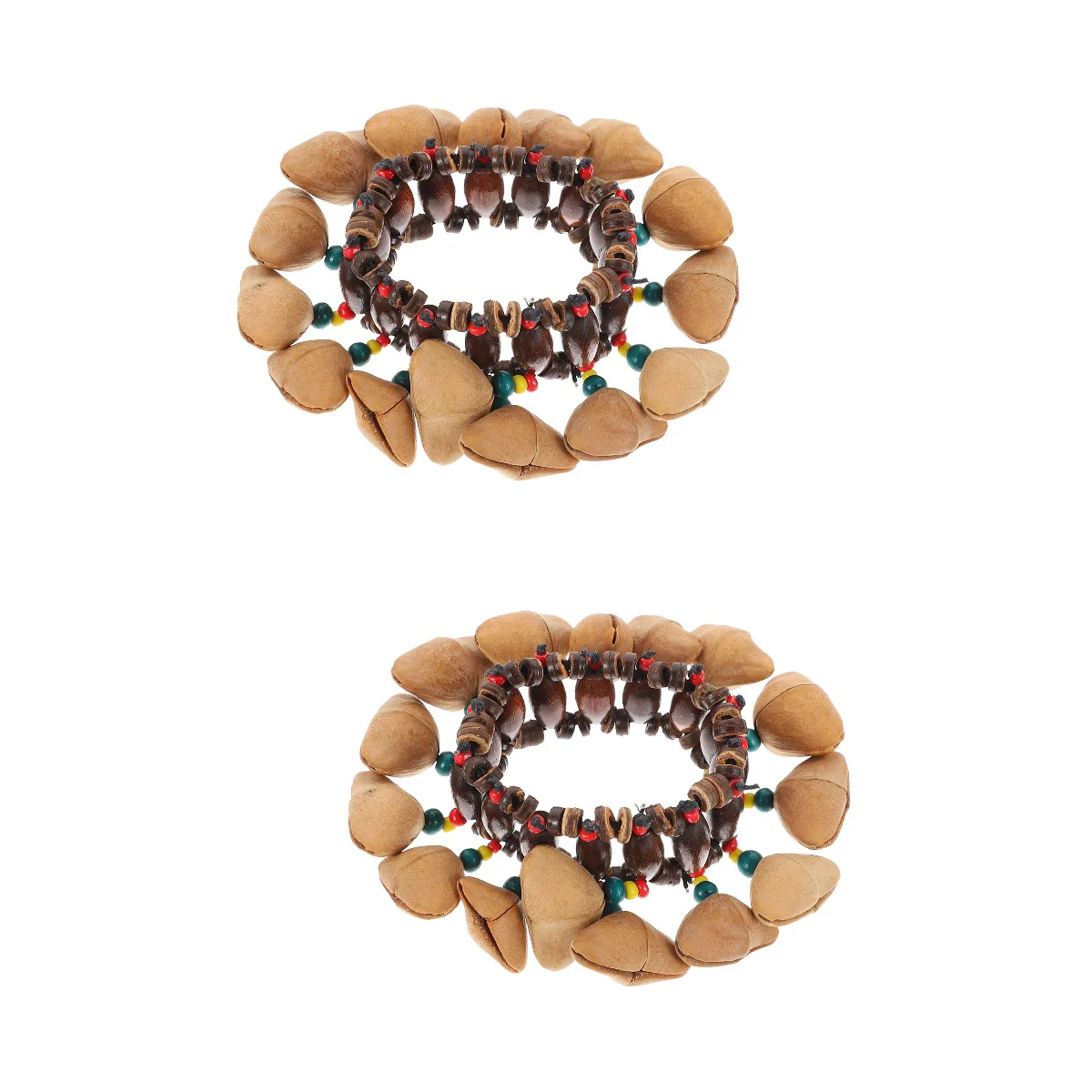 

2 pcs African Tribal Style Nut Shell Bracelet Creative Djembe Hand Bell (Assorted Color)