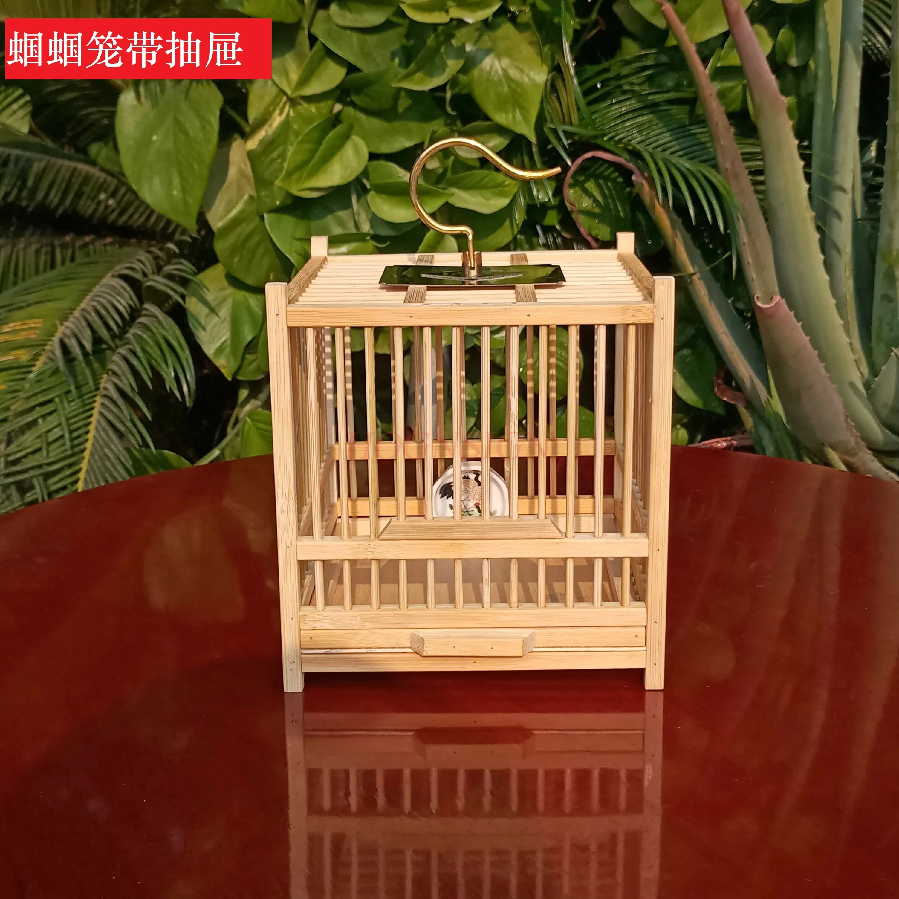 Grasshopper Cage, Bamboo Single Grid, Pure Handmade Bamboo Woven Cage, Classic Insect Crawling Tool with Drawer 2