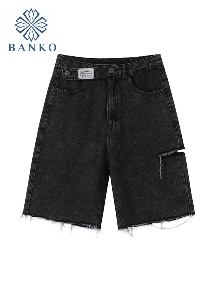 High Waist Denim Shorts Women Fashion 2021 New Casual Harajuku Wide