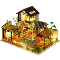 DIY Wooden Doll Houses Chinese Ancient Casa Miniature Building Kits with Furniture Led Light Dollhouse for Girls Birthday Gifts 1
