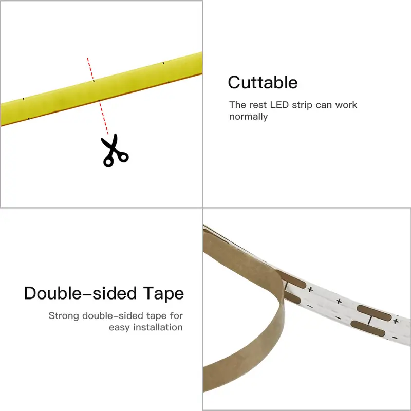 Ultimate Thin 2mm COB LED Strip Light for DIY Craft Cabinet Shelf 12V Filament Warm Cool White Flexible Linear Tape Lights Bar - Image 5