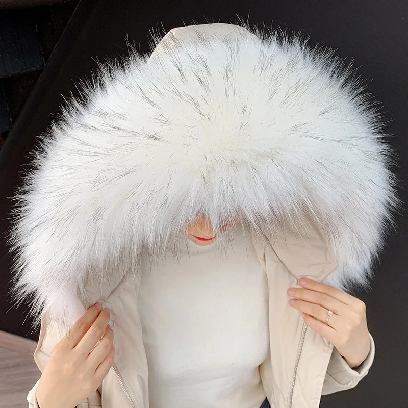 Detachable Faux Fur Collar Extra Large Warm Fake Fur Scarf Wrap Evening Cape For Winter Womens Coat Faux Fur Hood Ttrim Collar 4