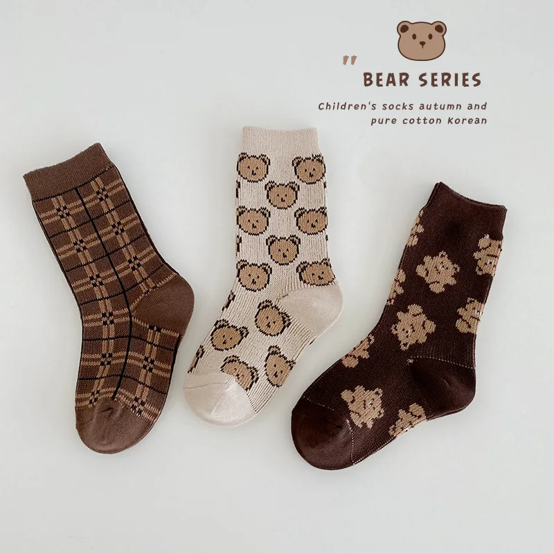 Носки для мальчиков и девочек, зимние хлопковые носки, детские теплые носки длиной до икры с двойными иглами, 3 пары/упаковка, детские носки