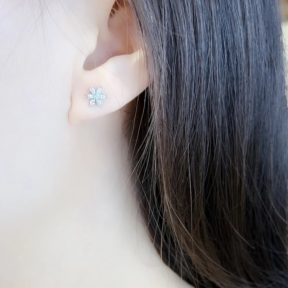Stud Earrings Flower,2022 Summer Trendy Gift In 925 Sterling Silver Fine Jewerly For Women
