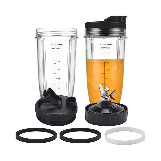 Blender Replacement Parts For Ninja, 4 24Oz Cups With To-Go Lids, 7 Fins  Extractor Blade, For Nutri Ninja Auto IQ - AliExpress
