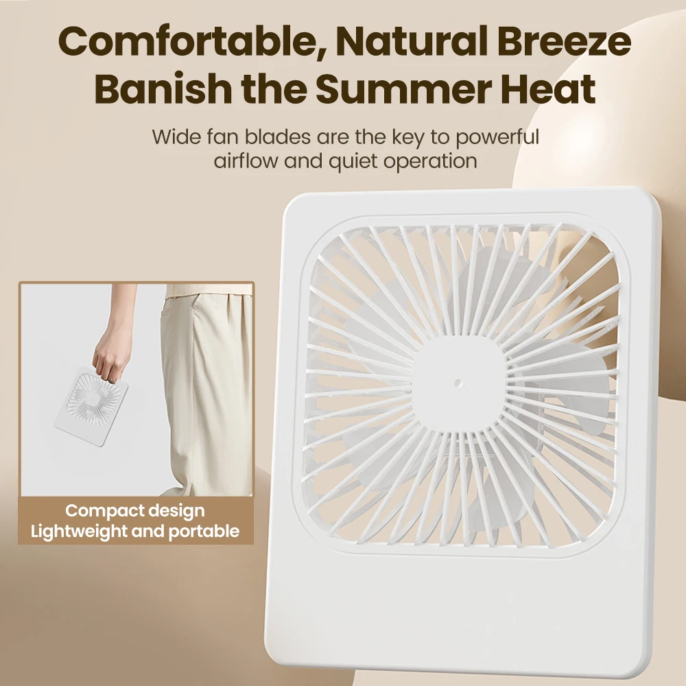 Compact Ultra-Quiet Portable Desktop Fan for Home, Office, and Outdoor Use