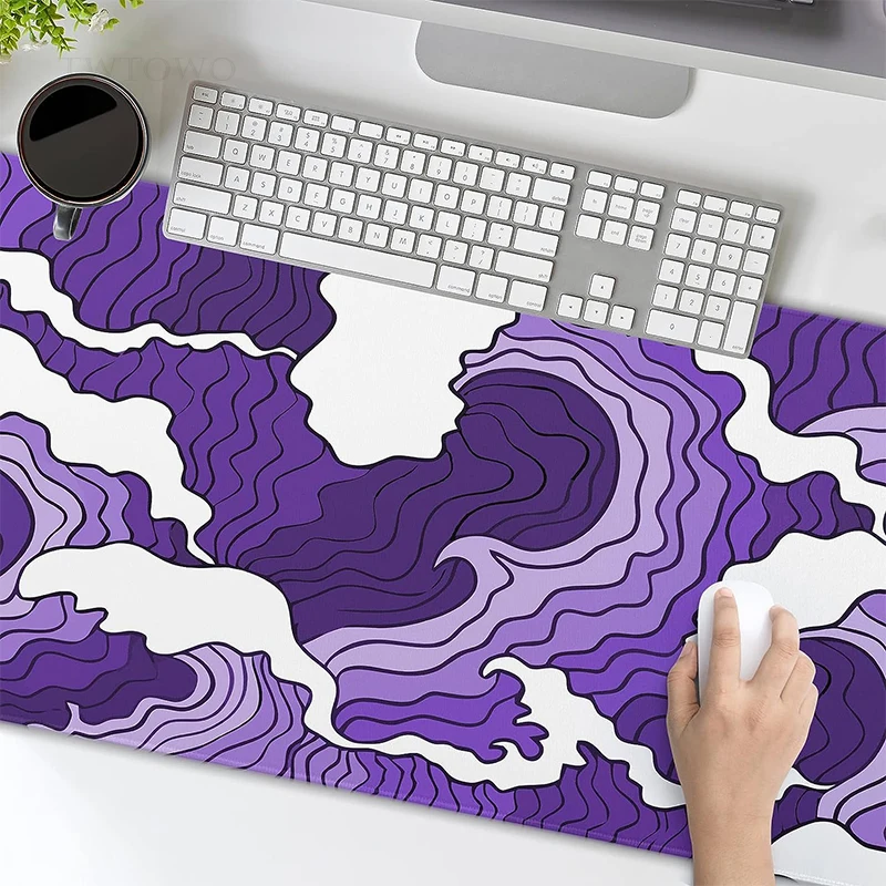 Waves Gaming Mouse Pad Casa Custom Mousepad Tapete de Escritório Borracha Natural Laptop Desktop xl Xxl Novo Roxo - Imagem 6