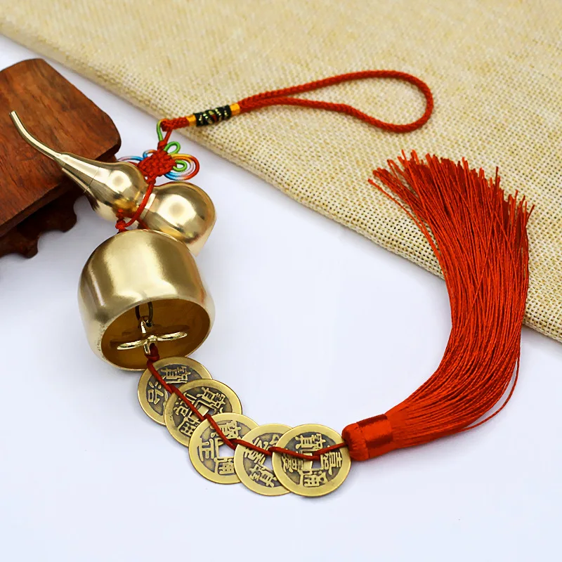

Copper Gourd Five Emperors Coins Copper Bells Small Pendants, Household Decoration Pure Copper Bells Pendants Door Decorations