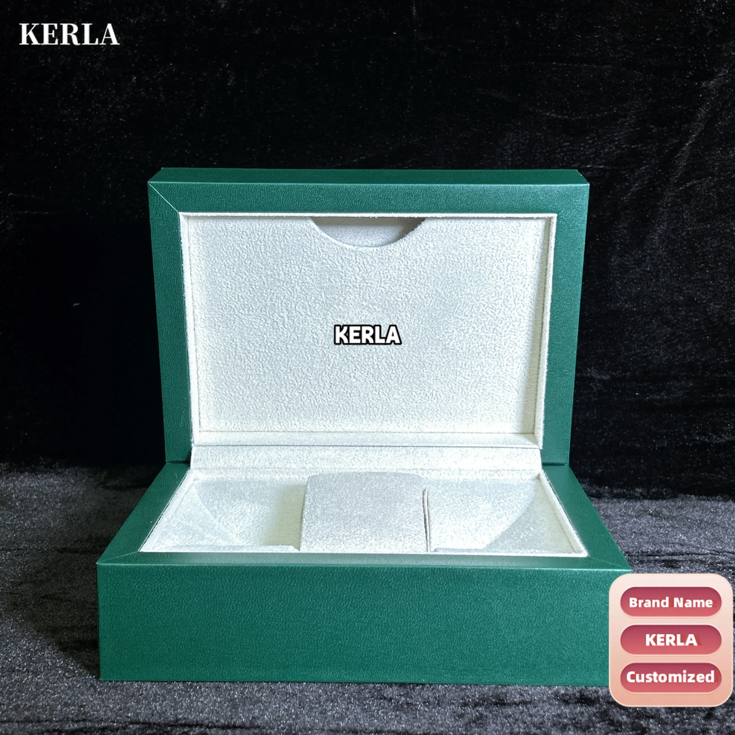 KERLA High Quality Green Wooden Watch Box Elegant Leather Case with Storage Microfiber Pillow with Case Package Bag