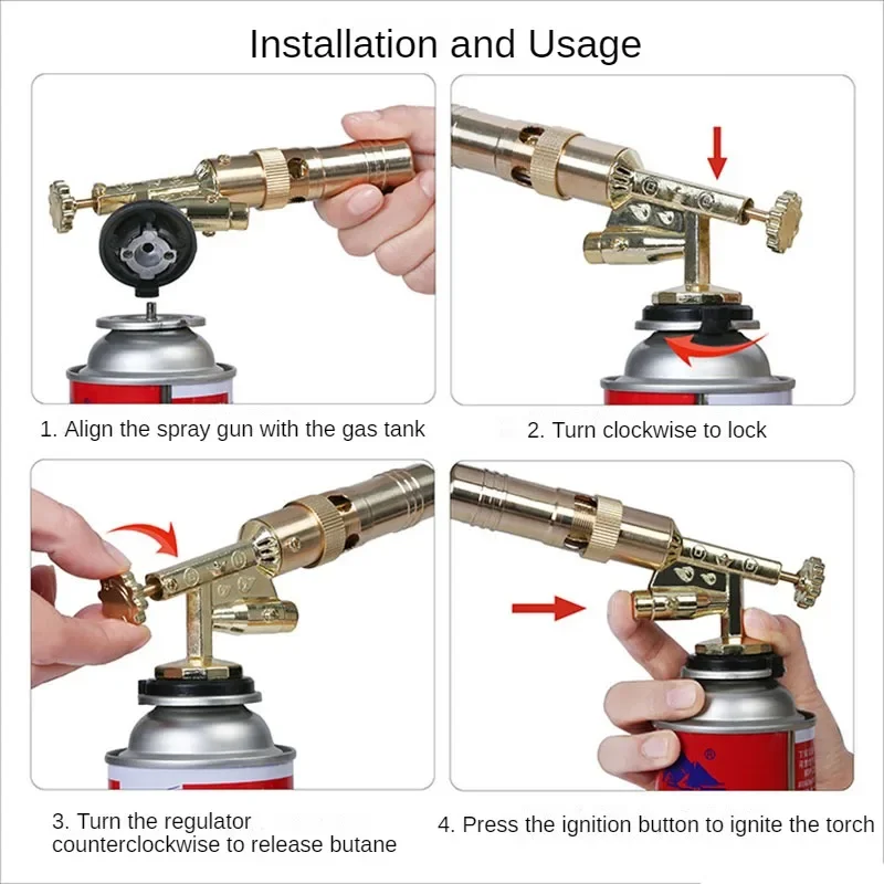 Portable Welding Gas Torch Flame Nozzle Butane Burner Outdoor Camp BBQ Lighter Flamethrower Kitchen Supplies Welding Equipment 3