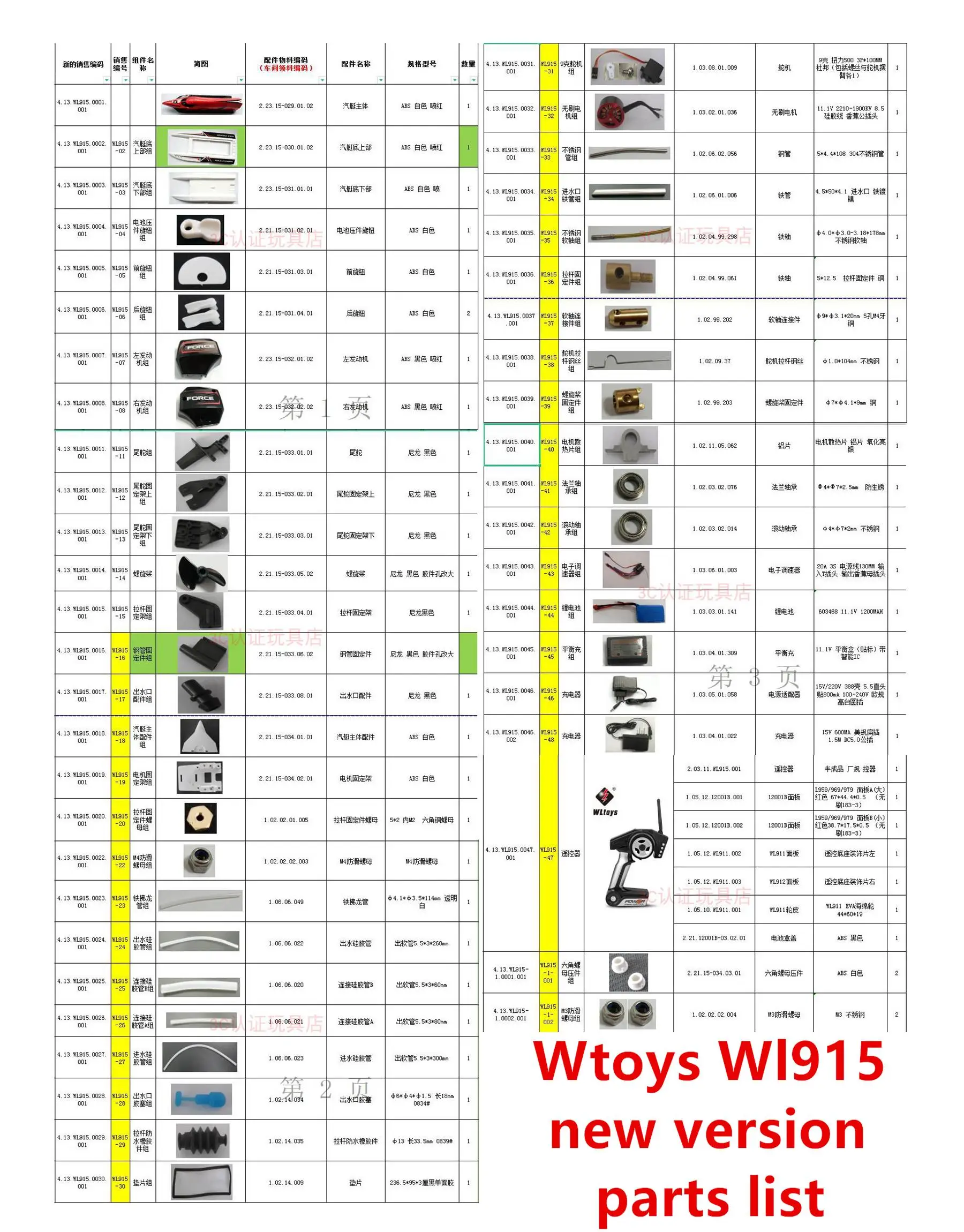 

Wltoys WL915 WL915-A RC Boat Spare Parts body shell propeller motor servo ESC etc.