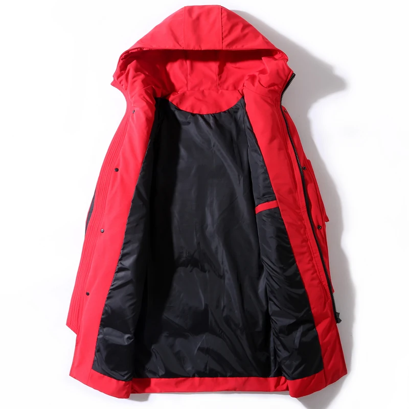 Men Winter Down Jacket Hooded Long Windproof Waterproof