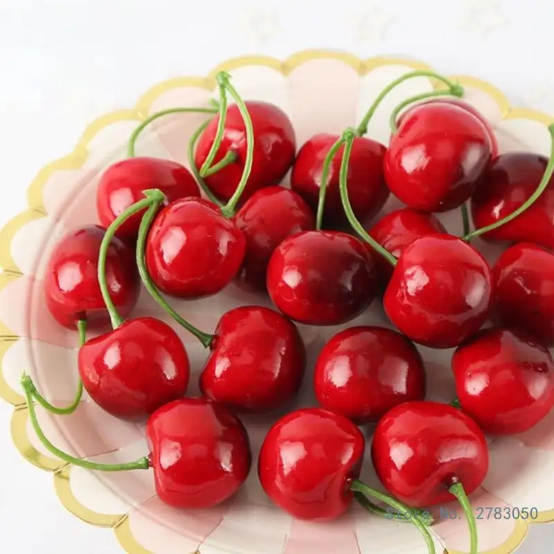 Artificial Cherry Fruit Decorations False Fruit Model artificial fruits and vegetables 10 Pair