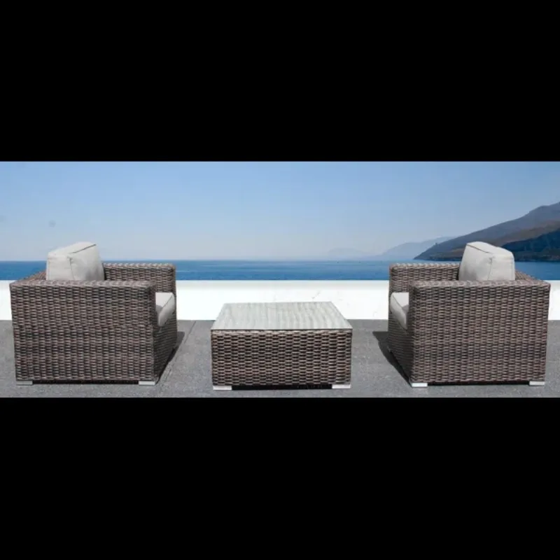 Fully Assembled 2-Person Rattan Wicker Seating Set with Cushions 3