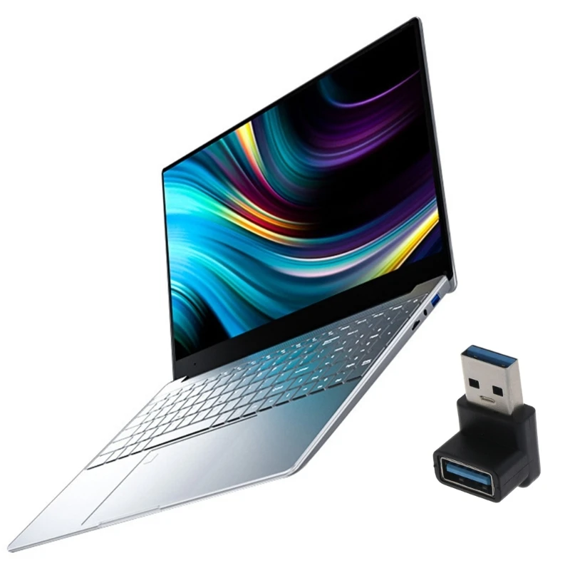 USB Multiport Adapter 90 Degree Right Bend USB 3.0 A Male-to-Female Extension Connection Adapter 5Gbps