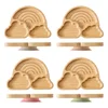 Baby Wooden Tableware Set Could Bamboo Wooden Plate Bowl Silicone Suction Wooden Handle Fork Spoon for Children Feeding Supplies 1