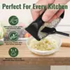 Garlic Press Rocker Stainless Steel Garlic Mincer Garlic Crusher Easy-Squeeze Tool with Peeler and Cleaning Brush for Smashing 3