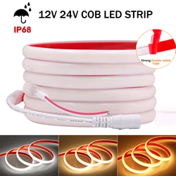 IP68 Waterproof COB LED Strip Light 12V 24V 320LEDs/m Flexible LED Neon Tape for Outdoor Swimming Pool High Density Linear Light
