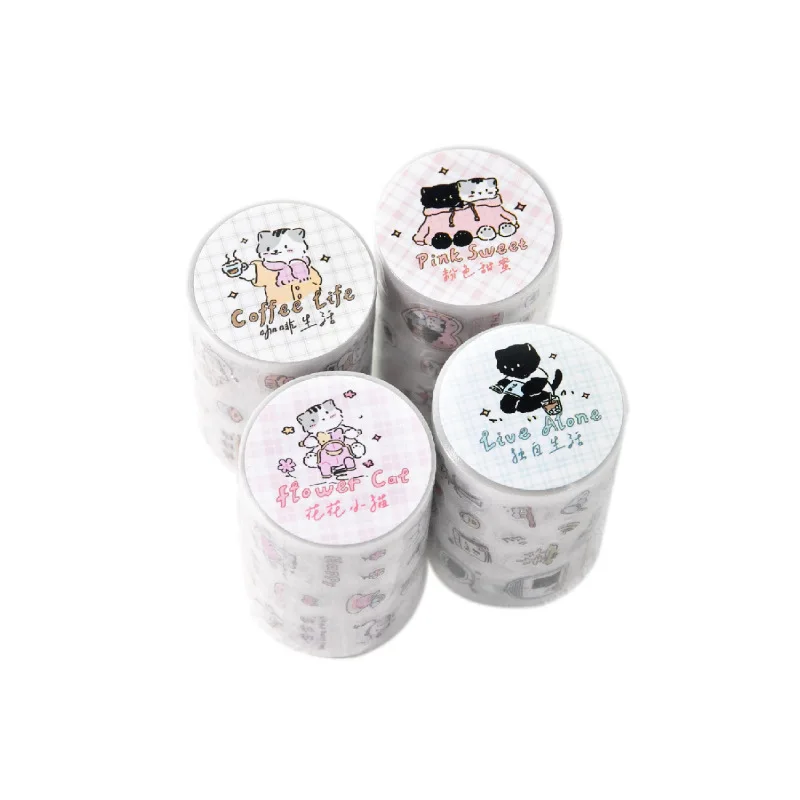 1롤/2롤 글리터 샌드 PET 다이컷 테이프 키튼 라이프 다이어리 Vol.2 러블리 패턴 저널 & 구카 데코레이션 스티커