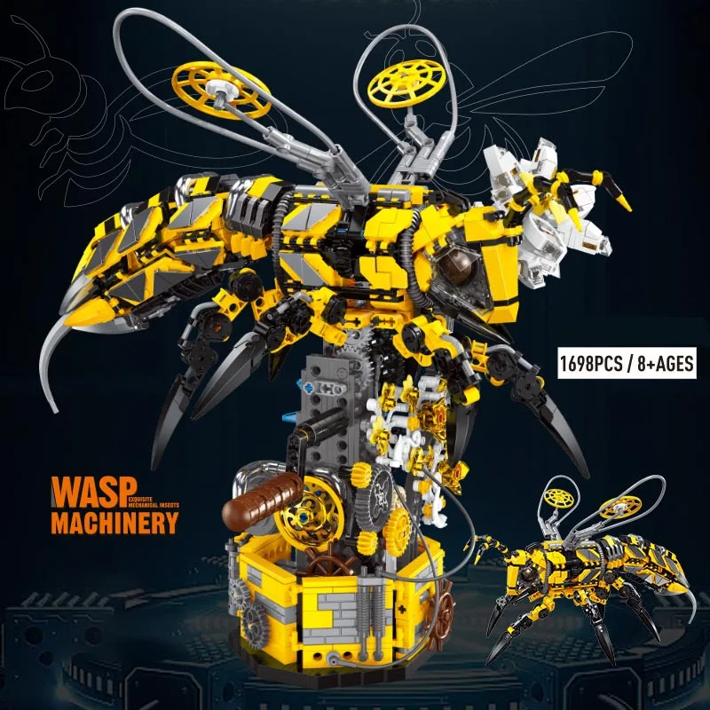 City Moc 1698Pcs Insetti Meccanici Bumblebee Model Kit Building Blocks Fai Da Te Creativo Mech Bee Bricks Giocattoli Per Bambini Ragazzi Regali