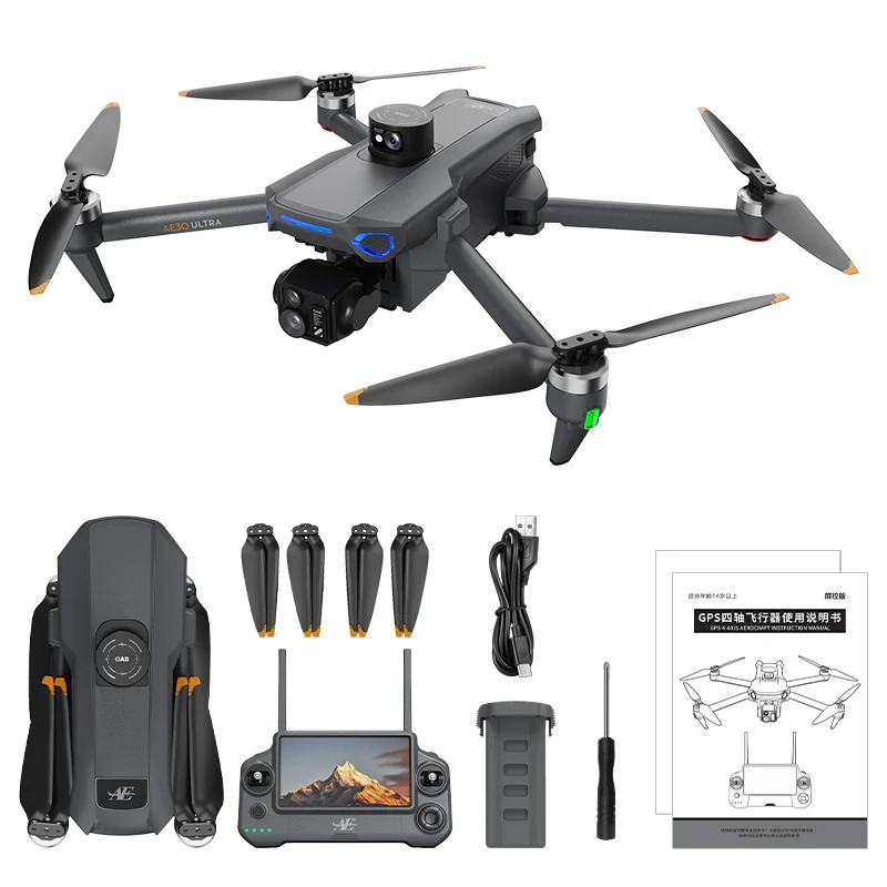 Nuovo Drone di Controllo dello Schermo AE30 3 Assi Brushless Avanzato Pan Tilt + EIS Elettronico Stabile HD Macchina Fotografica Laser Evitamento Ostacoli Dron - immagine 2