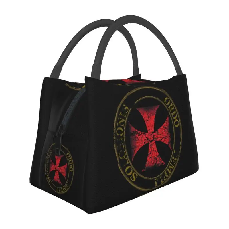 

Templar Knight Seal Cross Insulated Lunch Bag School Office Medieval Warrior Deus Vult Resuable Thermal Cooler Bento Box Women