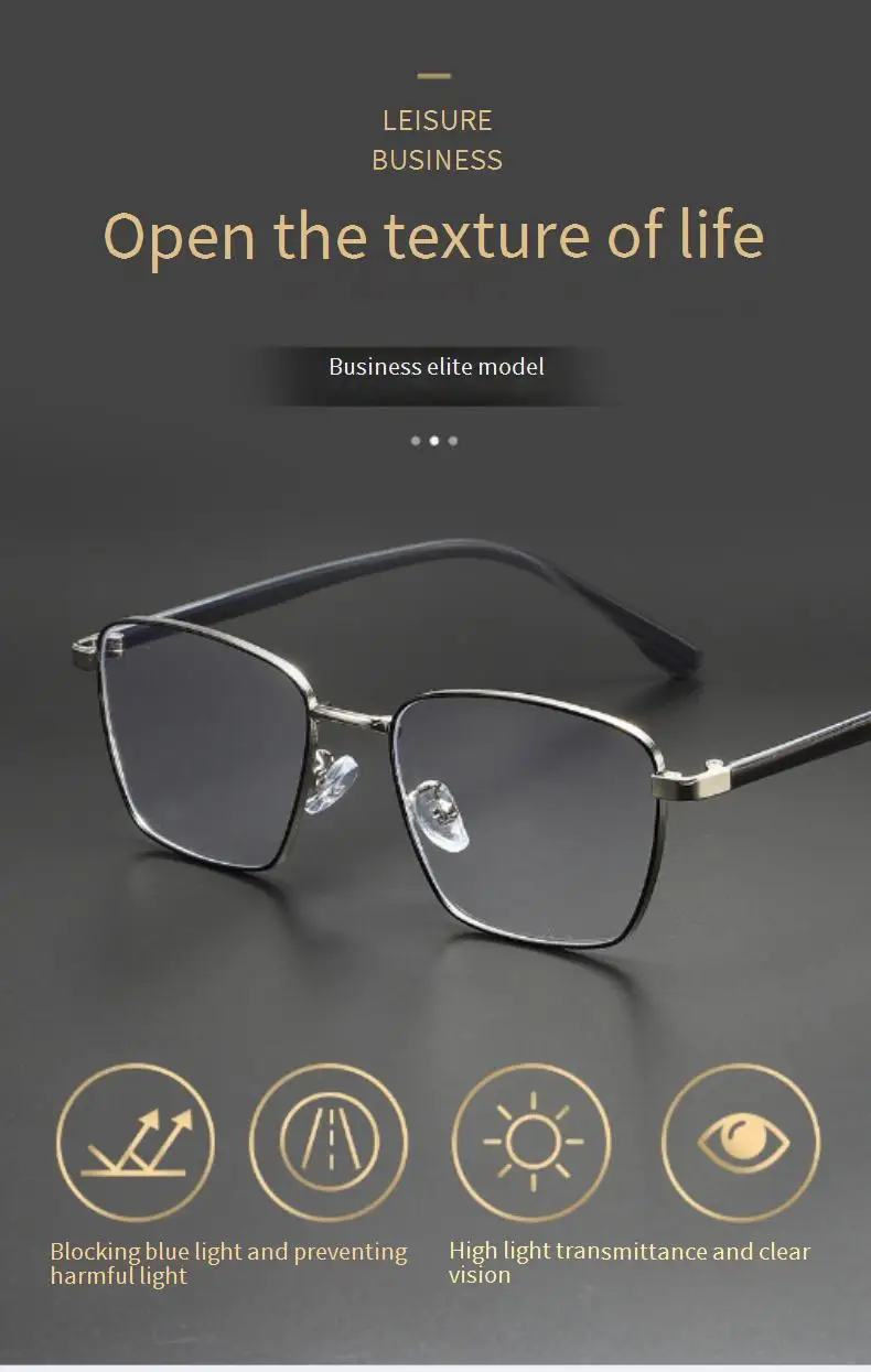 2025, neue Business-Casual-Rahmen, Anti-Blaulicht-Brille, Metall-Augenbrauenrahmen mit hochwertigem Gefühl, optische Brille 9028 – Detail 1