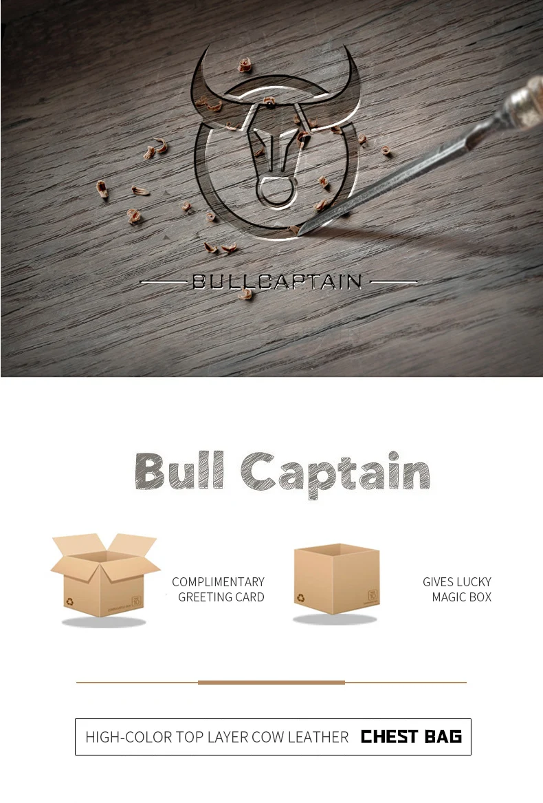 BULLCAPTAIN Retro-Brusttasche aus echtem Leder, Umhängetasche aus Rindsleder für Herren, Umhängetasche mit großem Fassungsvermögen ﻿ – Detail 1