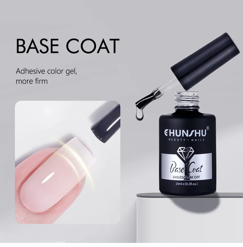 Description Picture 2 of itemCHUNSHU Base Gel Top Coat UV Gel Nail Polish Soak Off Long Lasting Transparent Function Varnish Protect Nails Art Manicure  10ml