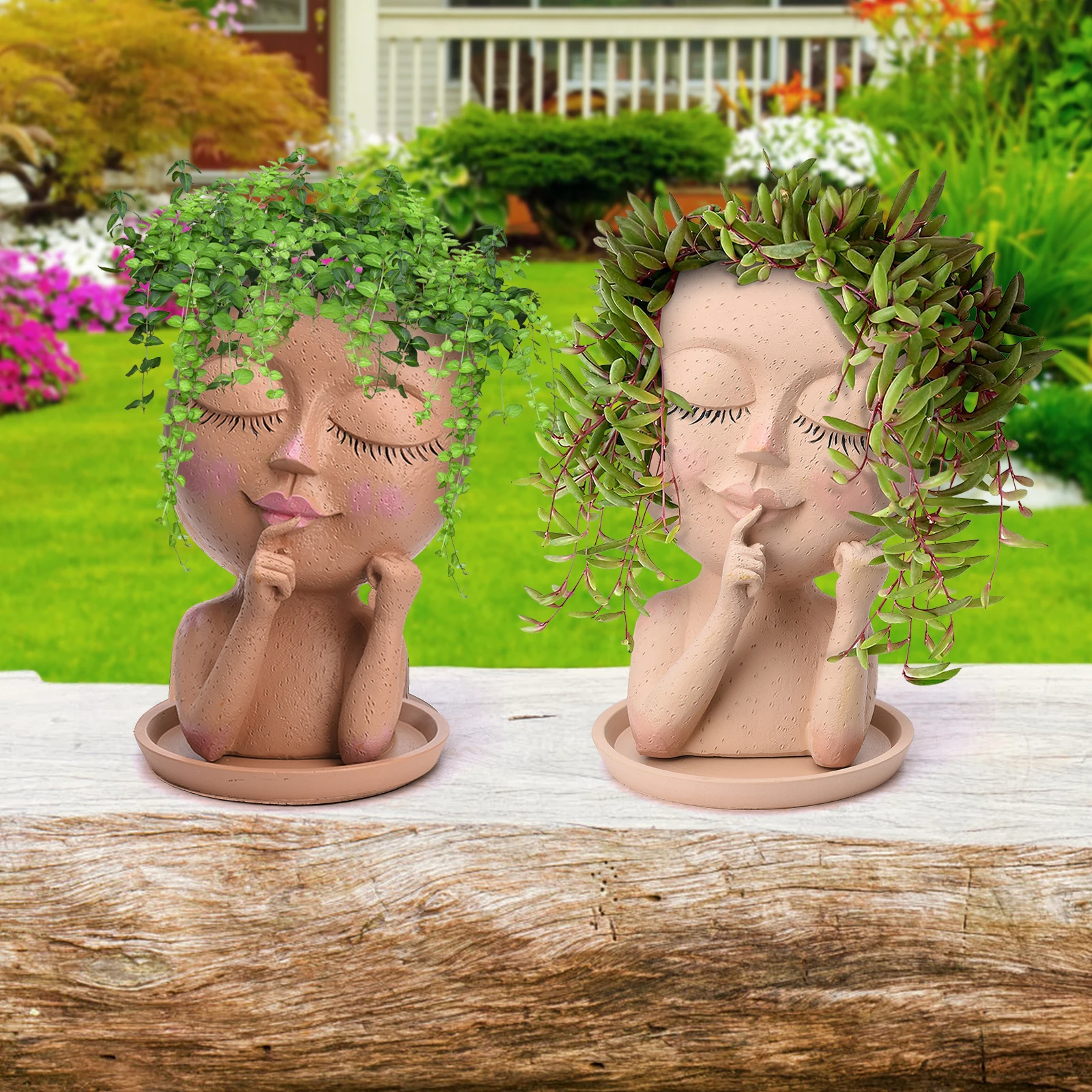 Resin Plant Container Flowerpot Face Flower Pot Head Planter Flower