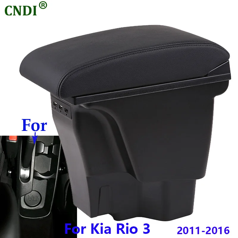 

For Kia Rio 3 Armrest box For Kia Rio III 2011-2016 Car Storage Box Car Accessories Interior Details Retrofit parts PU Leather