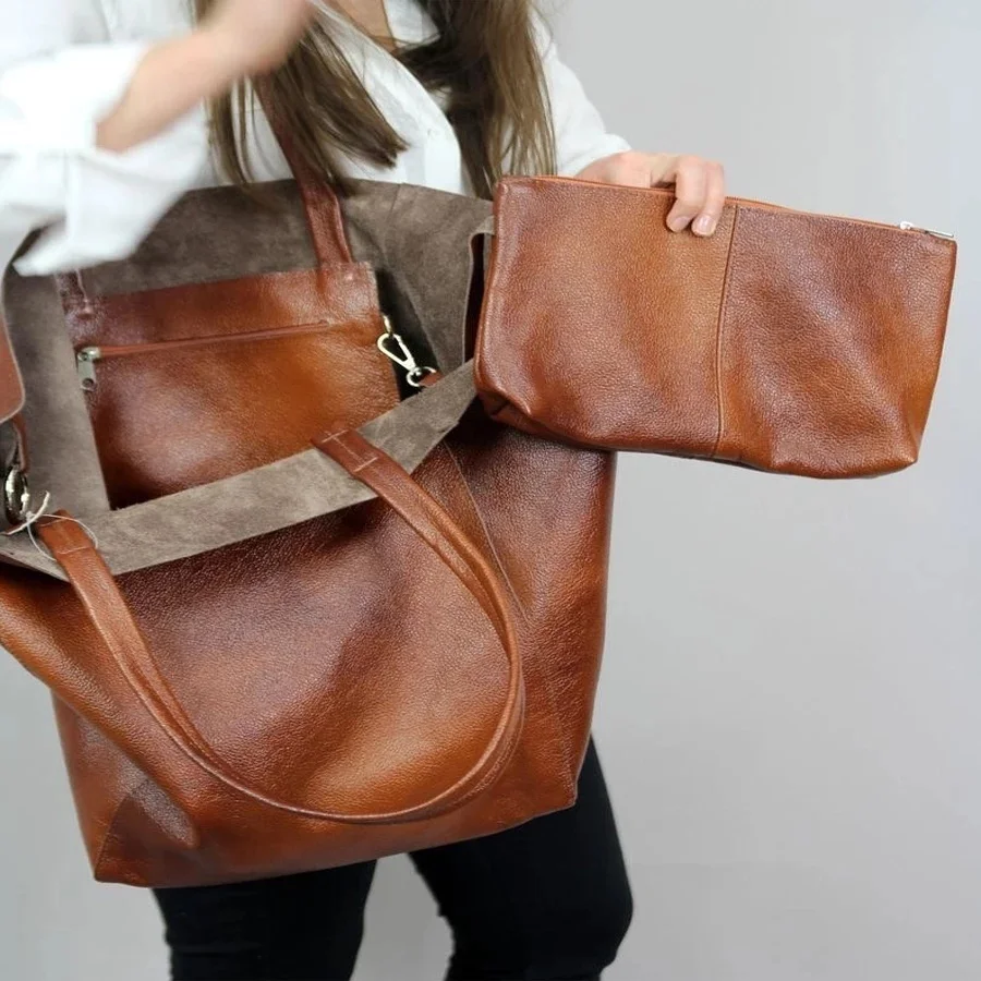 

2023 Luxury Soft Pu Leather Hand Bags Big Tote Retro Lady Shopper Purses Casual Over Large Women Shoulder Bags Designer Handbags