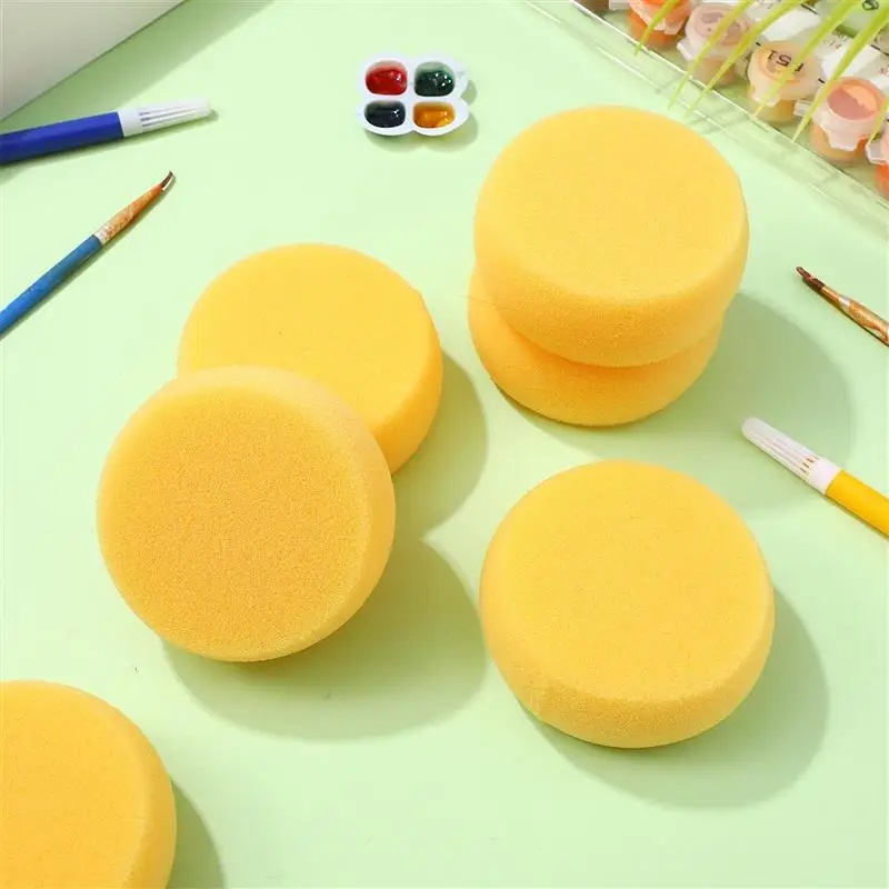 12pcs Yellow Round Cake Sponge Round Synthetic Watercolor Artist Sponges  For Painting Crafts Pottery Round Cake