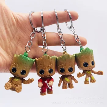 Marvel Groot Keychains Decoration Anime Action Figures Cute Toy Q Figurals Car Key Bag Decoration Models Children Birthday Gifts 2