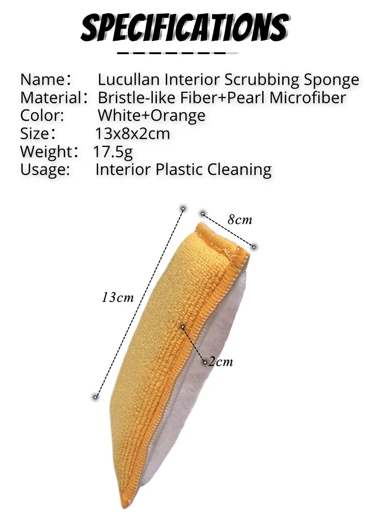 Lucullan Weiß/Orange Scrub Ninja Innenschrubbschwamm (5"x3") Aggressive, aber sanfte Reinigung – Detail 4