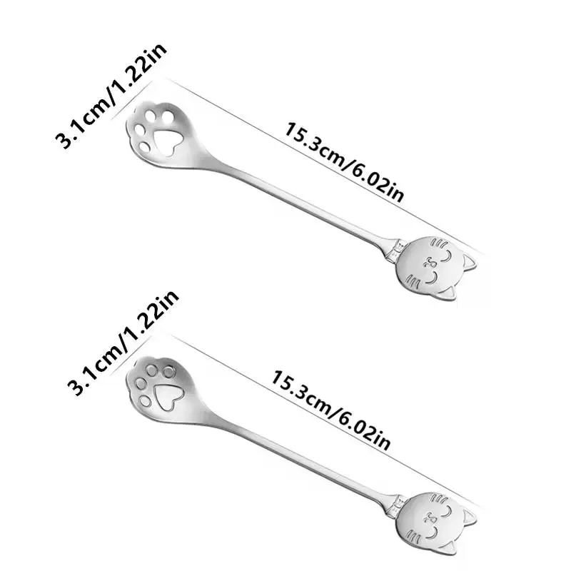 Stainless Steel Coffee Mixing Spoon Creative Cat Claw Spoon Ice Cream Cake Dessert Teaspoon Scoops Tableware Kitchen Accessories